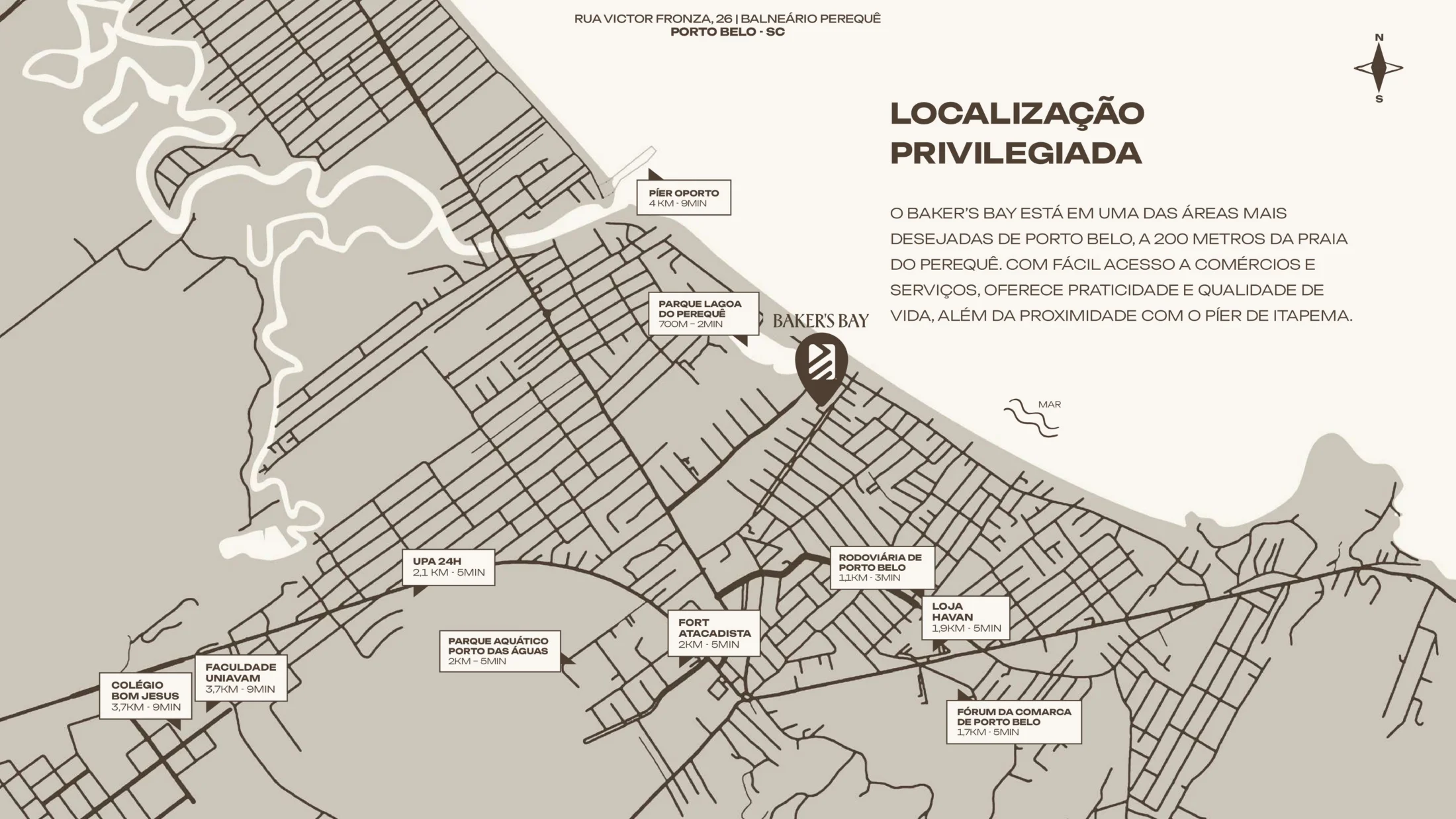 Mapa da localização do Baker’s Bay Residence e serviços no entorno