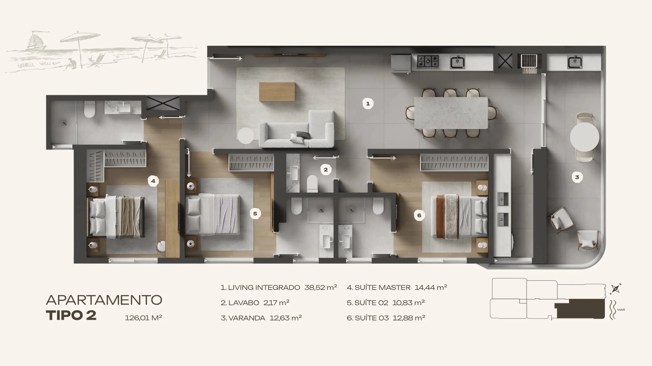 Planta do apartamento Tipo 2