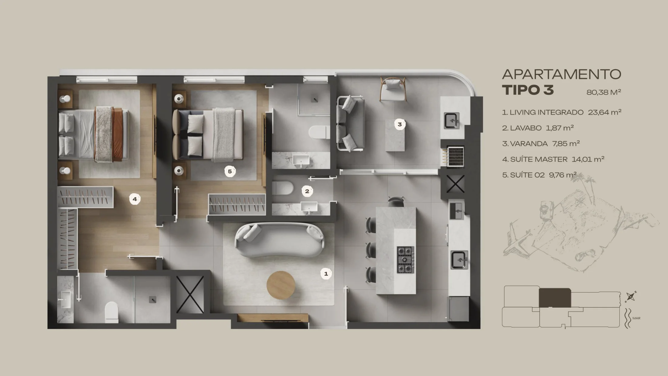 Planta do apartamento Tipo 3