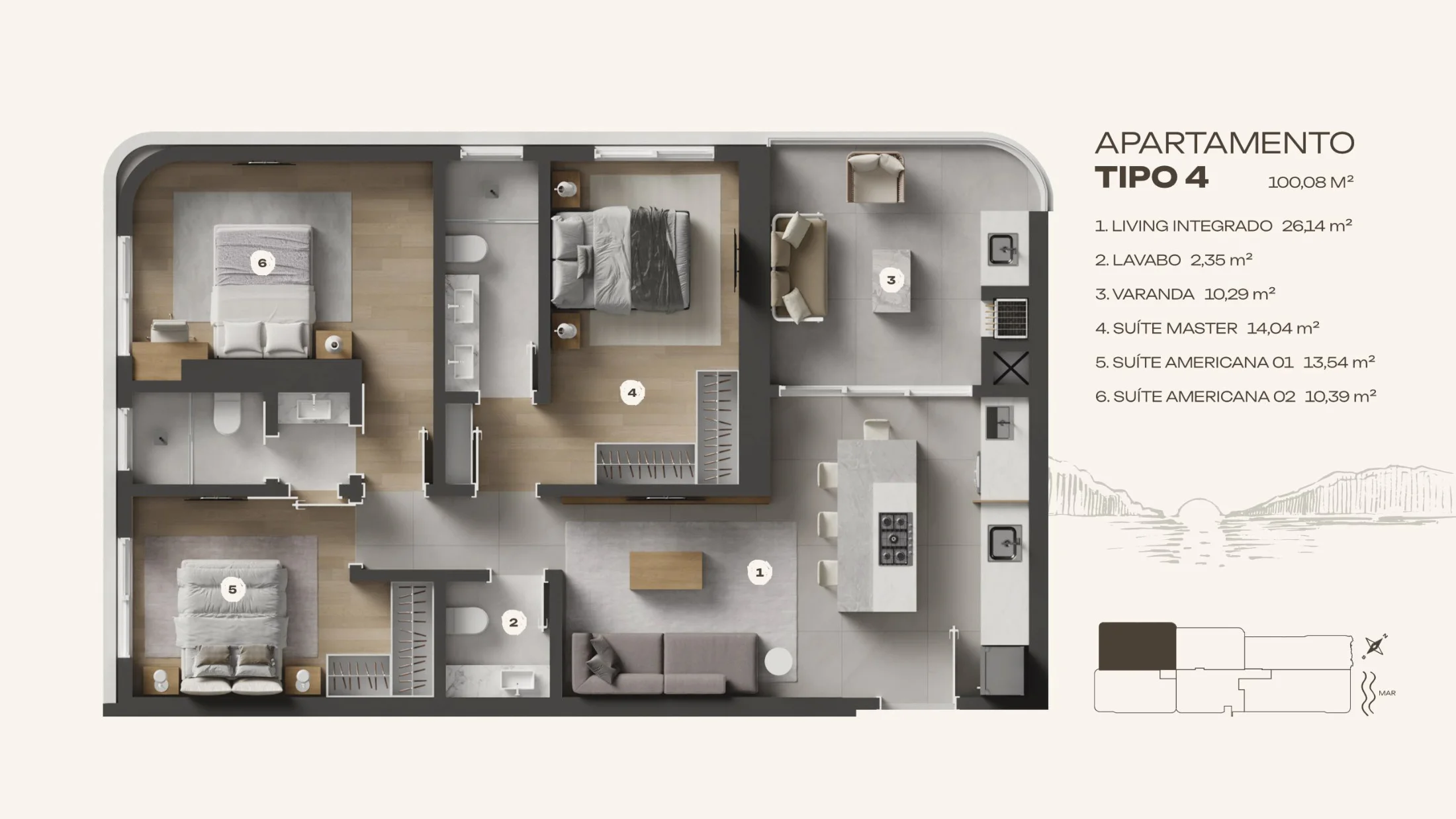 Planta do apartamento Tipo 4