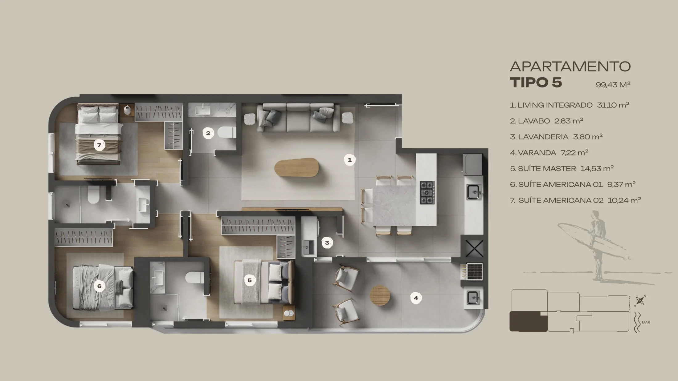 Planta do apartamento Tipo 5