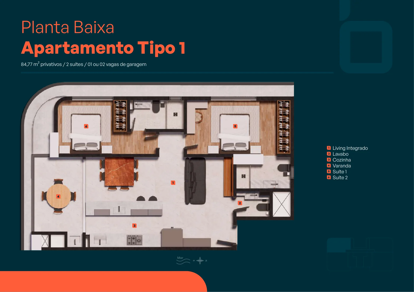 Planta do apartamento Tipo 1