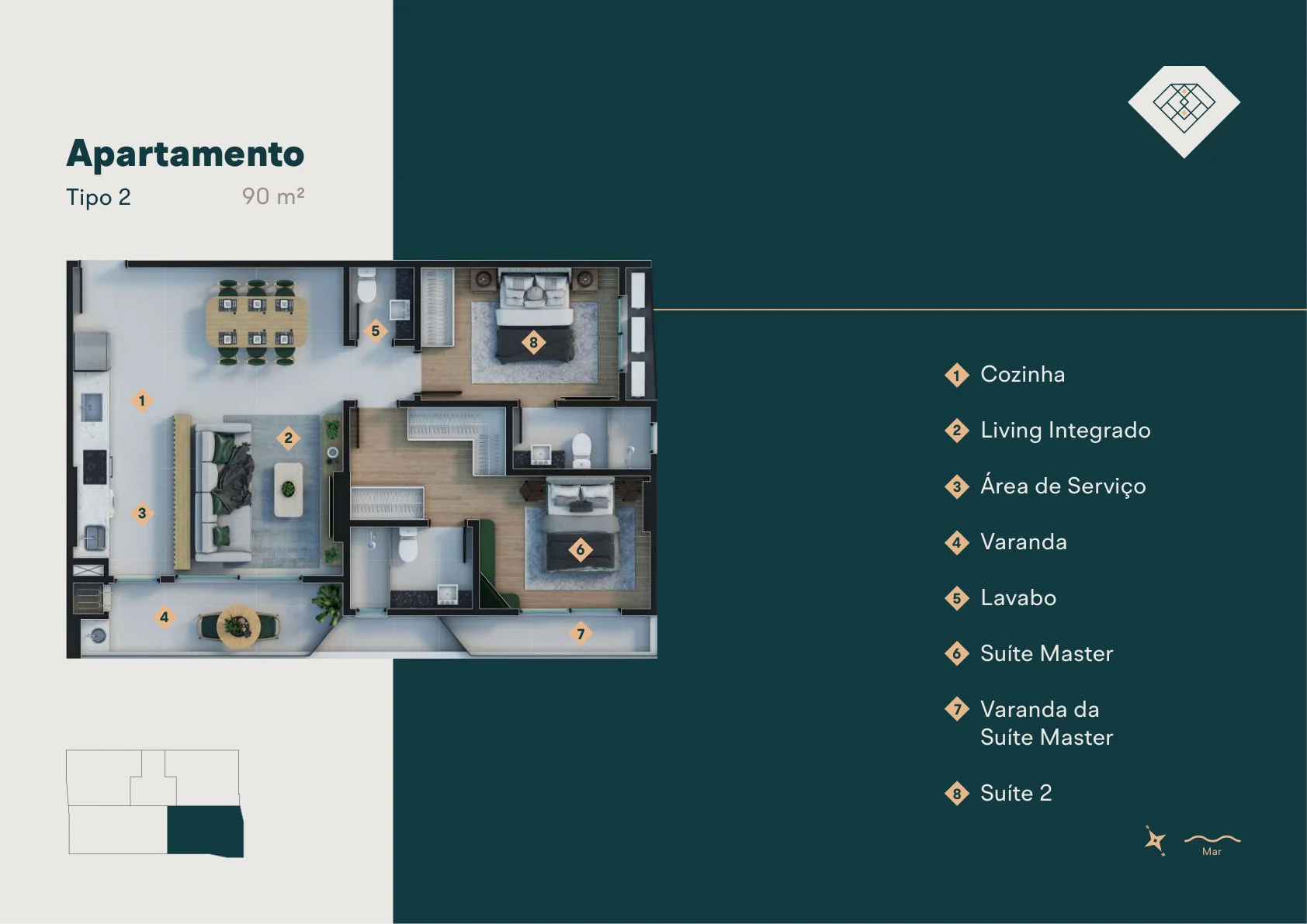 Planta do apartamento Tipo 2