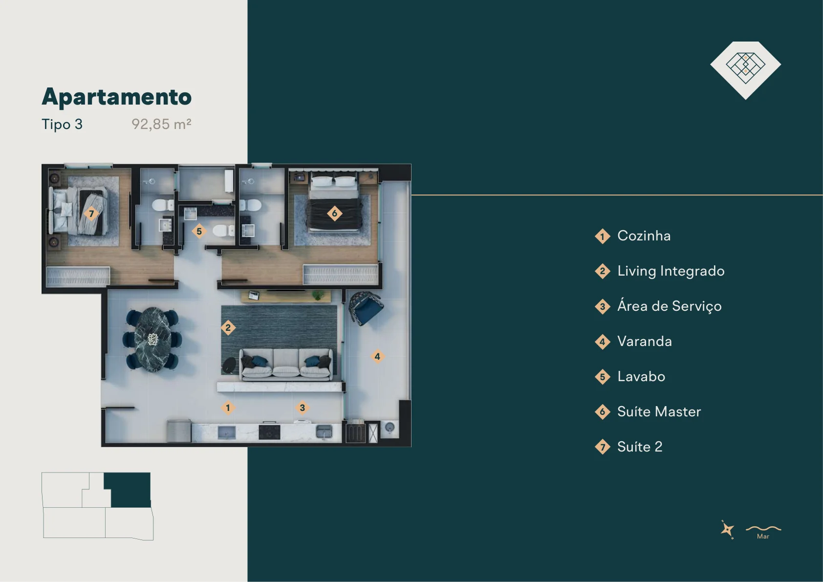 Planta do apartamento Tipo 3