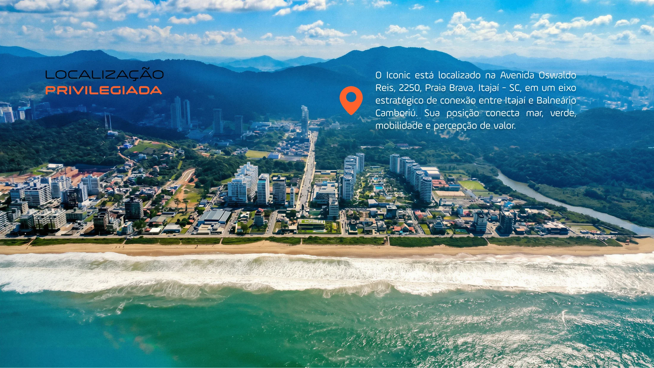 Mapa da localização do ICONIC e serviços no entorno